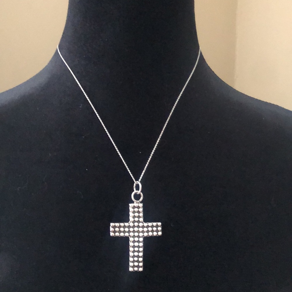 LARGE Vintage 925 Sterling Silver Cross Pendant - Picture 2 of 8